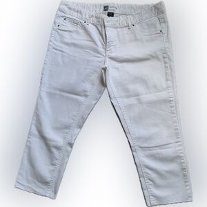 White cropped stretch jeans with raw edge skinny crop fit  Mossimo | size 16